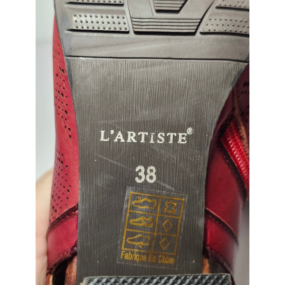 L'Artiste Womens Perforated Shooties Ankle Booties Crimson Red Leather Size 7.5 - Picture 11 of 16